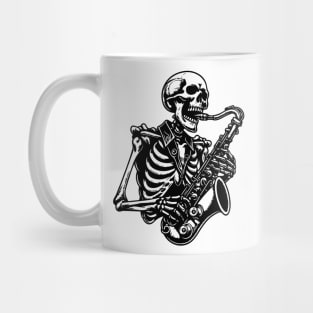 skeleton plays saxophone Mug
